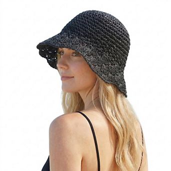 Women Crochet Bucket Hat Lightweight Breathable Summer Sun Hat Wide Brim Beach Hat