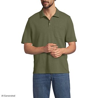 Men's Lands' End Short Sleeve Cotton Linen Polo