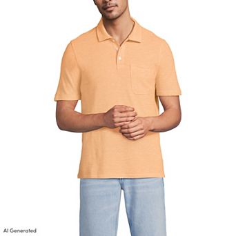 Men's Lands' End Short Sleeve Cotton Linen Polo