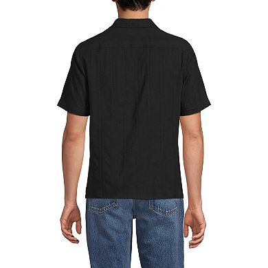 Lands' End Textured Camp Collar Shirt