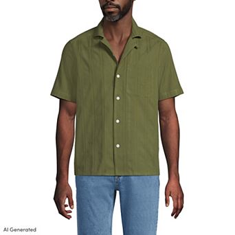 Men's Lands' End Textured Camp Collar Shirt