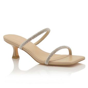 Rhinestone Strap Kitten Heel Sandal