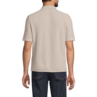 Men's Lands' End Short Sleeve Johnny Collar Polo