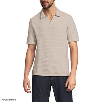 Men's Lands' End Short Sleeve Johnny Collar Polo