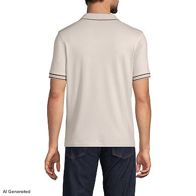 Lands' End Short Sleeve Tipped Welt Pocket Performance Supima Polo