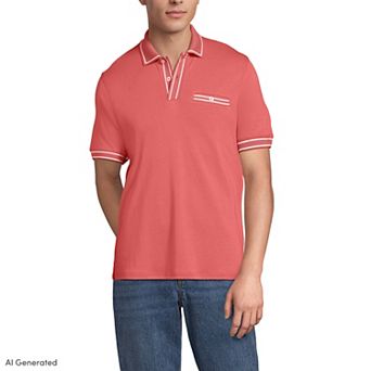Men's Lands' End Short Sleeve Pocket Performance Supima Polo
