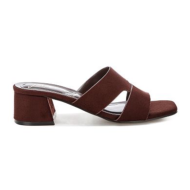 London Rag Aneka Women's Block Heel Slide Sandals