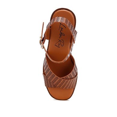 London Rag Elenia Women's Block Heel Woven Strap Sandals