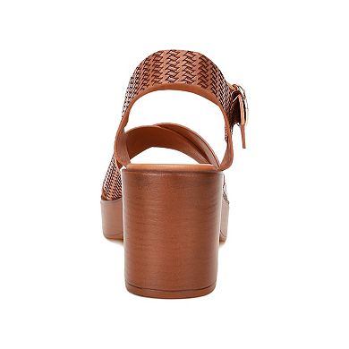 London Rag Elenia Women's Block Heel Woven Strap Sandals
