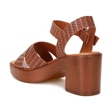 London Rag Elenia Women's Block Heel Woven Strap Sandals