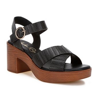 London Rag Elenia Women's Block Heel Woven Strap Sandals