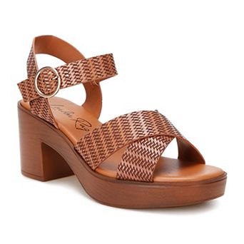 London Rag Elenia Women's Block Heel Woven Strap Sandals