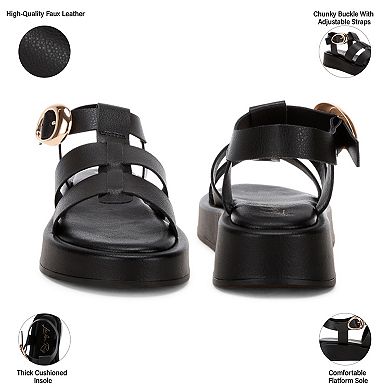 London Rag Osiha Women's Platform Sandals with Buckle Accent