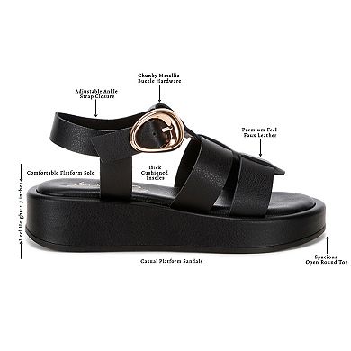 London Rag Osiha Women's Platform Sandals with Buckle Accent