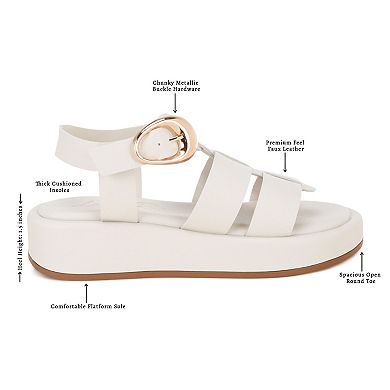 London Rag Osiha Women's Platform Sandals with Buckle Accent