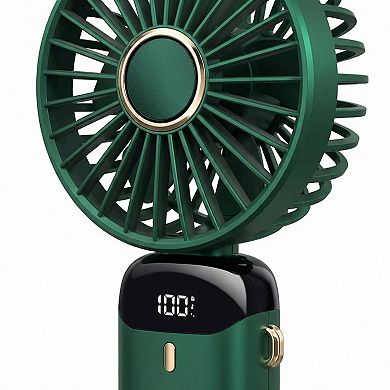 USB Rechargeable Mini Handheld Fan Portable Foldable Desk Fan with Digital Display Cooling Fan