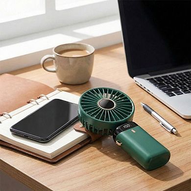 USB Rechargeable Mini Handheld Fan Portable Foldable Desk Fan with Digital Display Cooling Fan