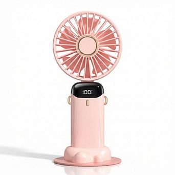 USB Rechargeable Mini Handheld Fan Portable Foldable Desk Fan with Digital Display Cooling Fan