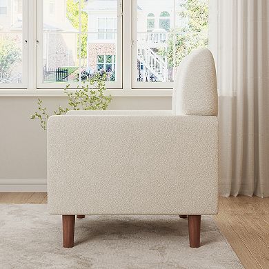 Modern Boucle Accent Armchair, Solid Leg Lounge Chair for Living Room Bedroom Dressing Table