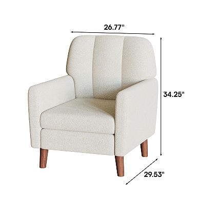 Modern Boucle Accent Armchair, Solid Leg Lounge Chair for Living Room Bedroom Dressing Table