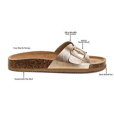 London Rag Uvaria Women's Slip-On Buckle Slide Sandals