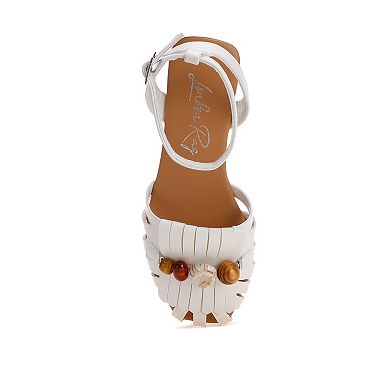 London Rag Saguara Women's Ankle Strap Flat Sandals with Bow Accent