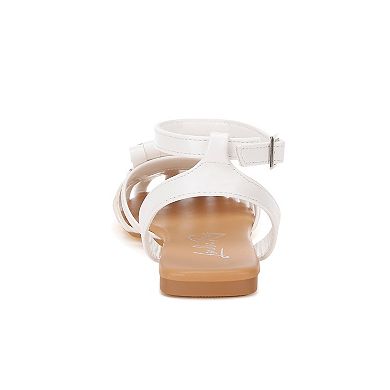 London Rag Saguara Women's Ankle Strap Flat Sandals with Bow Accent