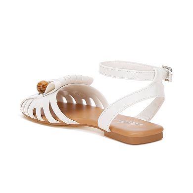 London Rag Saguara Women's Ankle Strap Flat Sandals with Bow Accent