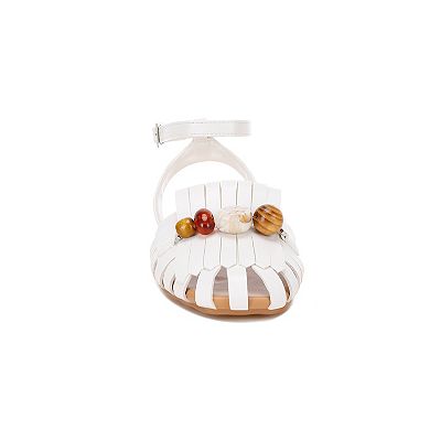 London Rag Saguara Women's Ankle Strap Flat Sandals with Bow Accent