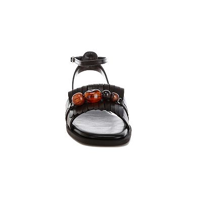 London Rag Morgine Women's Slip-On Flat Sandals with Beaded Accents