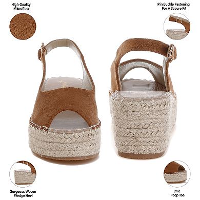 London Rag Georna Women's Slingback Wedge Sandals