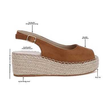 London Rag Georna Women's Slingback Wedge Sandals