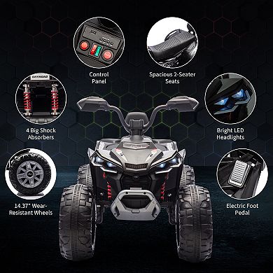 ANIXOL 24V Dual-Seat Kids Ride-On ATV with LED Lights and Music