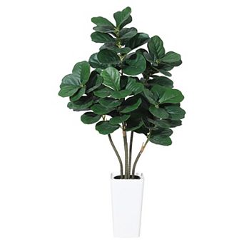 Artificial Fiddle Leaf Fig Tree with Planter,Faux Ficus Lyrata Silk Tree for Home & Office