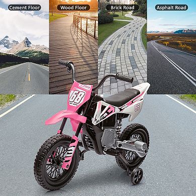 ANIXOL 12V Kids Electric Dirt Bike with Training Wheels