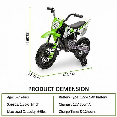 ANIXOL 12V Kids Electric Dirt Bike with Training Wheels