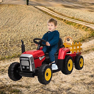 ANIXOL 12V Kids Ride-On Tractor with Detachable Trailer and Parent Remote