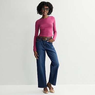 Juniors' SO® Long Sleeve Cropped Crew Neck Tee