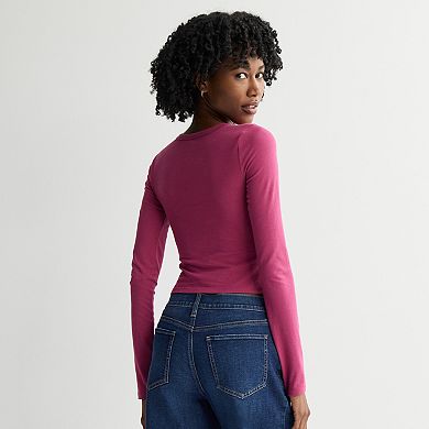 Juniors' SO® Long Sleeve Cropped Crew Neck Tee