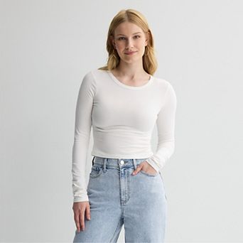Juniors' SO® Long Sleeve Cropped Crew Neck Tee