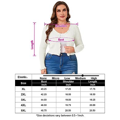 Shrug for Plus Size Women Button Down Long Sleeve Knit Cropped Cardigan