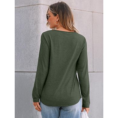 Women Casual Loose Top Long Sleeve Sheer Dressy Blouse