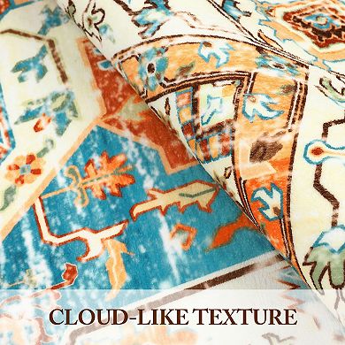 ANIXOL Vintage Washable Area Rug Non-Slip, Soft, Collapsible Carpet for Living Room