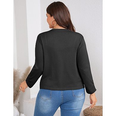 Plus Size Women Casual Flowy Long Sleeve Knit Cardigan