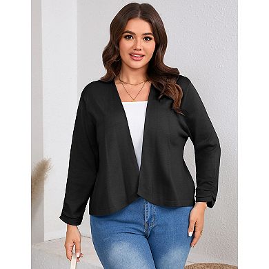 Plus Size Women Casual Flowy Long Sleeve Knit Cardigan