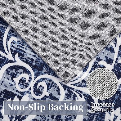 ANIXOL Vintage Floral Area Rug Washable, Soft Non-Slip Polypropylene Carpet