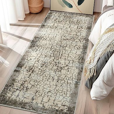 ANIXOL Modern Abstract Washable Area Rug, Soft Non-Slip Low-Pile Carpet