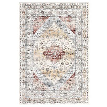ANIXOL Vintage Boho Area Rug - Soft, Washable Non-Slip Carpet for Living Room, Bedroom