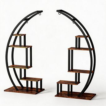 ANIXOL 5 tier Metal and Wood Plant Stand