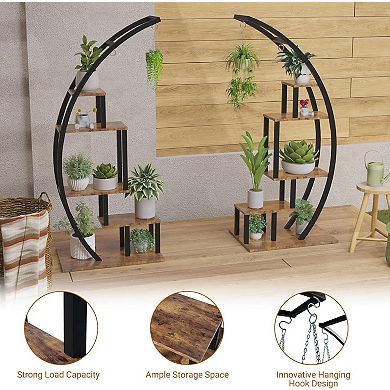 ANIXOL 5-Tier Metal and Wood Plant Stand